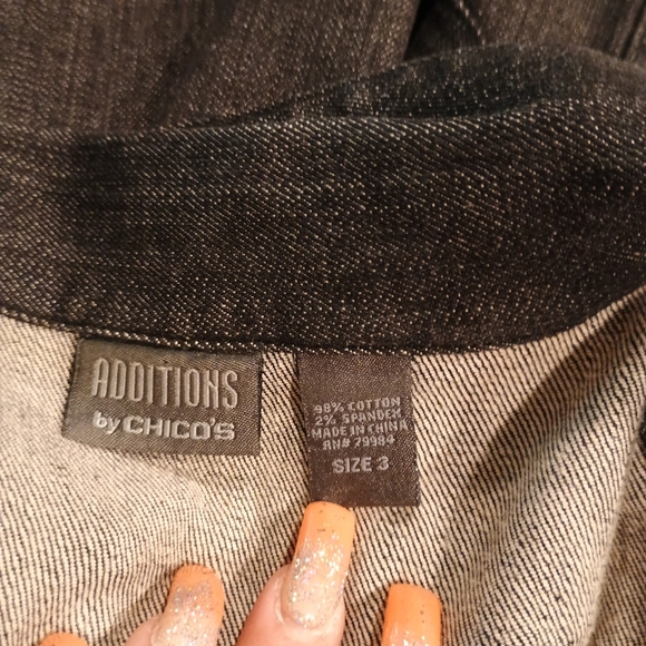 Chicos Studded Casual Black Denim Jacket Size 3 - Picture 6 of 8